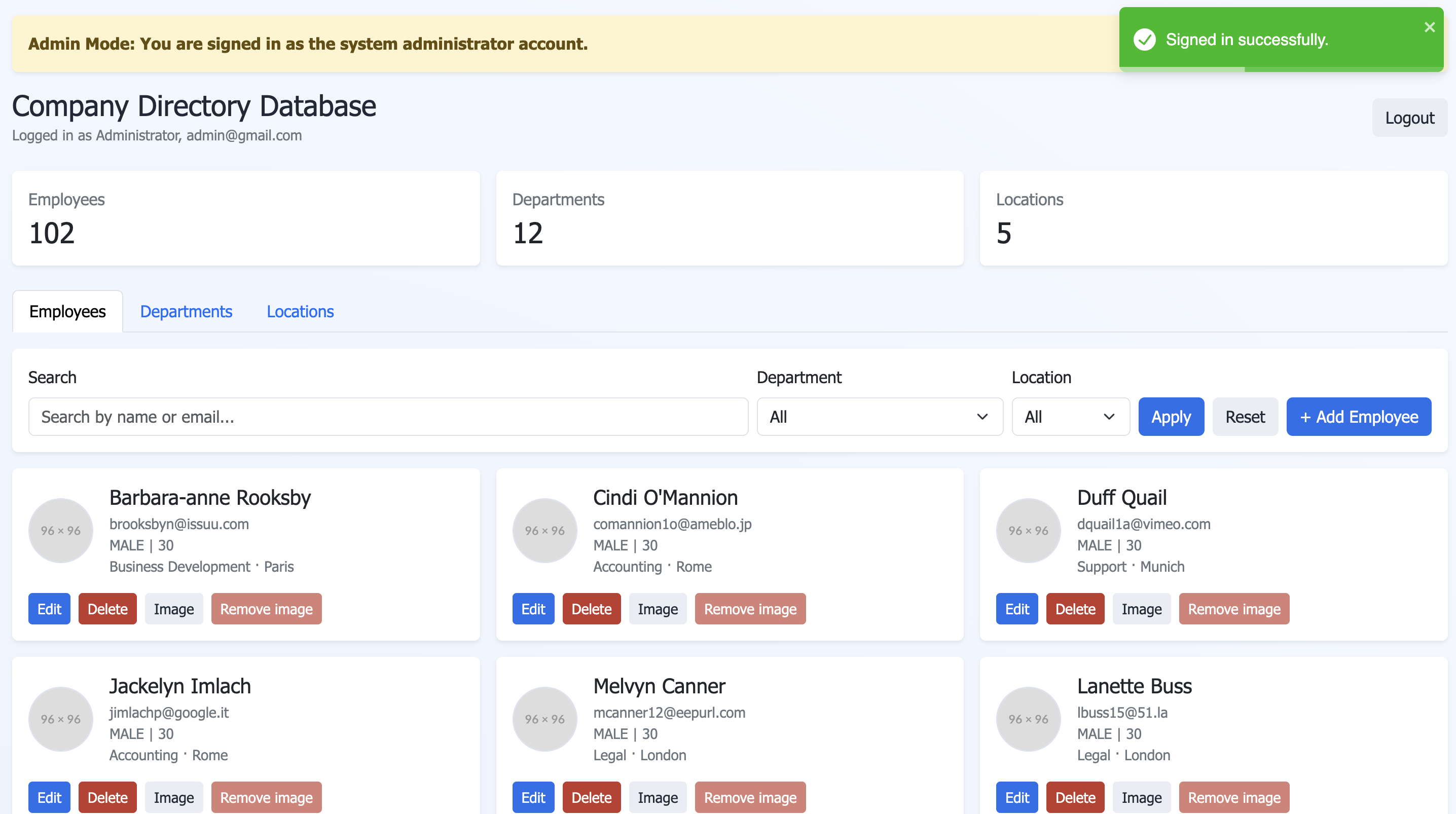 Company Directory Screenshot